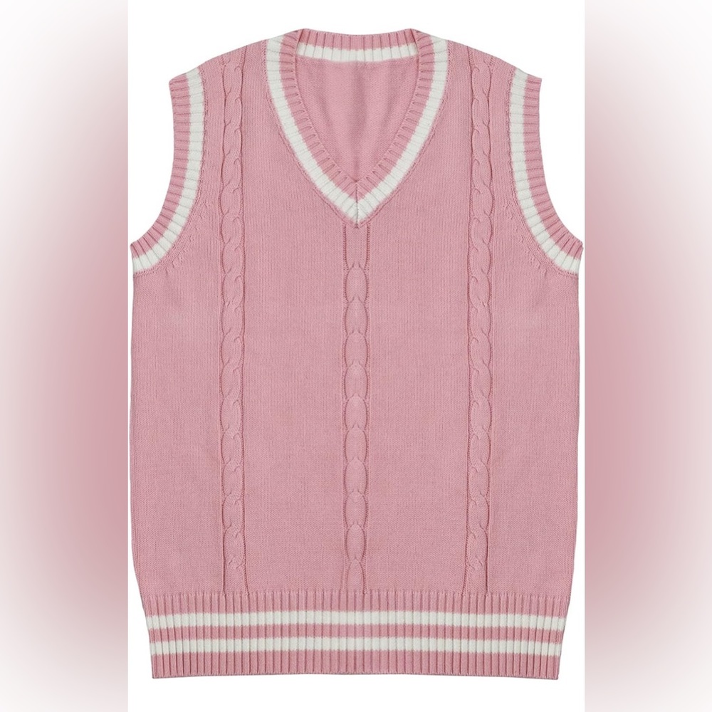 Gihuo Women's V Neck Vest Cable Knit Sleeveless Sweater Vest Sweater Vest